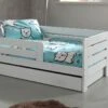 Peuterbed Toddler 71 Wit met Grijze Bedlade – Compact Kinderbed met Veiligheidszijden -Beter Bed Winkel Babybed Toddler met bedlade wit
