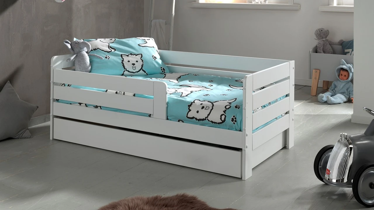 Peuterbed Toddler 71 Wit met Grijze Bedlade – Compact Kinderbed met Veiligheidszijden 3 Peuterbed Toddler 71 Wit met Grijze Bedlade – Compact Kinderbed met Veiligheidszijden