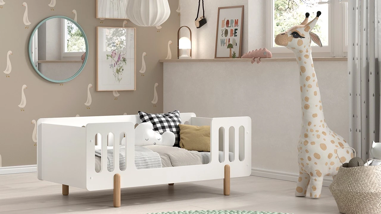 Peuterbed Smile Met Kast - 70x140 cm - Wit & Natuurlijk Grenen met Uitvalbeveiliging 4 Peuterbed Smile Met Kast - 70x140 cm - Wit & Natuurlijk Grenen met Uitvalbeveiliging - Afbeelding 2