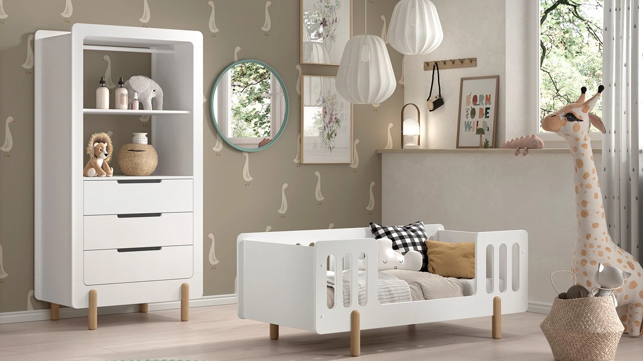 Peuterbed Smile Met Kast - 70x140 cm - Wit & Natuurlijk Grenen met Uitvalbeveiliging 3 Peuterbed Smile Met Kast - 70x140 cm - Wit & Natuurlijk Grenen met Uitvalbeveiliging