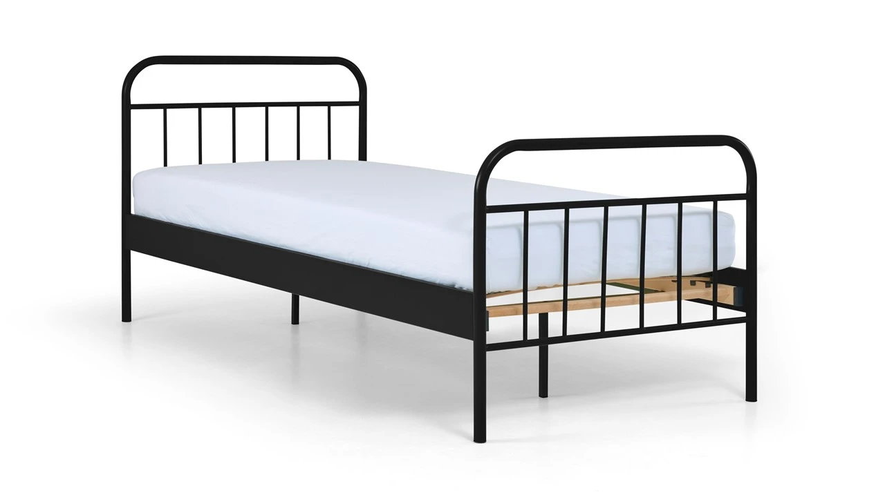 Bed Alex 1-persoons Zwart Metaal – Modern Industrieel Spijlenbed voor Tienerkamer 7 Bed Alex 1-persoons Zwart Metaal – Modern Industrieel Spijlenbed voor Tienerkamer - Afbeelding 5