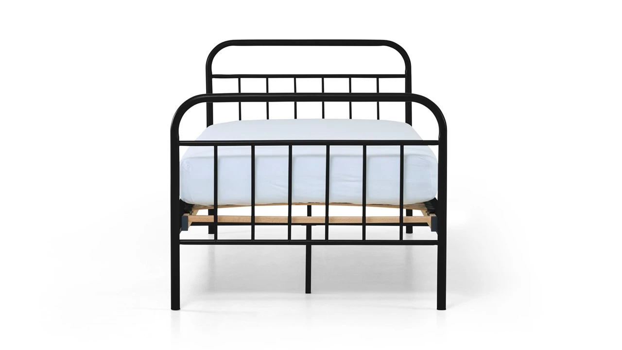 Bed Alex 1-persoons Zwart Metaal – Modern Industrieel Spijlenbed voor Tienerkamer 8 Bed Alex 1-persoons Zwart Metaal – Modern Industrieel Spijlenbed voor Tienerkamer - Afbeelding 6
