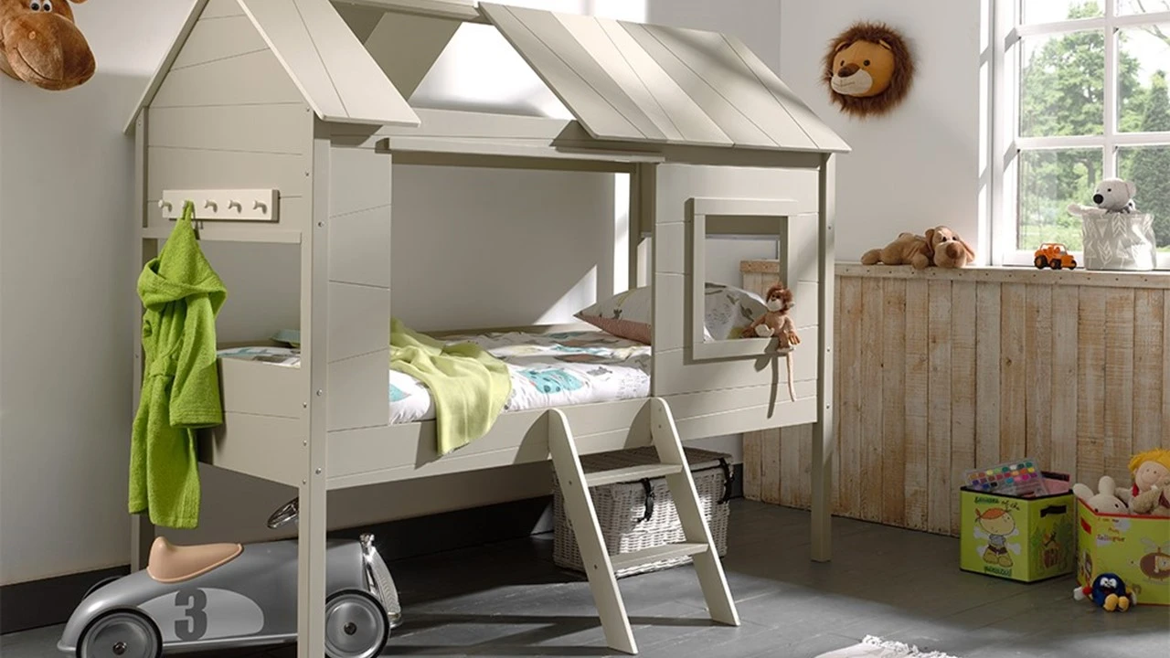 Vipack Boomhutbed Charlotte Beige & Zandgrijs – Avontuurlijk Kinderbed met Kapstok 3 Vipack Boomhutbed Charlotte Beige & Zandgrijs – Avontuurlijk Kinderbed met Kapstok