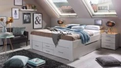 Bed Butiken Wit Landelijk Design – Bedframe met 6 Handige Opbergladen
