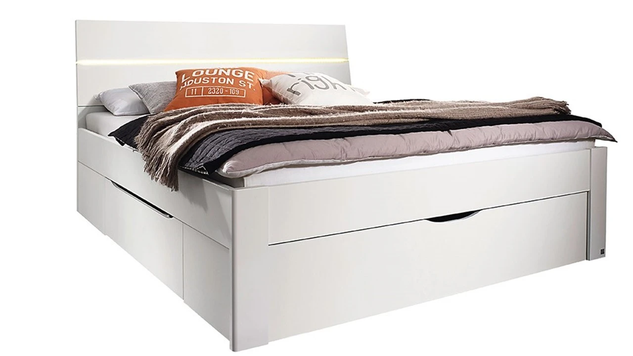 Butiken Bed Eiken Look – Met LED-Verlichting en 3 Opbergladen – Landelijk Design 4 Butiken Bed Eiken Look – Met LED-Verlichting en 3 Opbergladen – Landelijk Design - Afbeelding 2