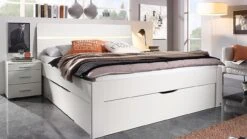 Butiken Bed Eiken Look β Met LED-Verlichting en 3 Opbergladen β Landelijk Design