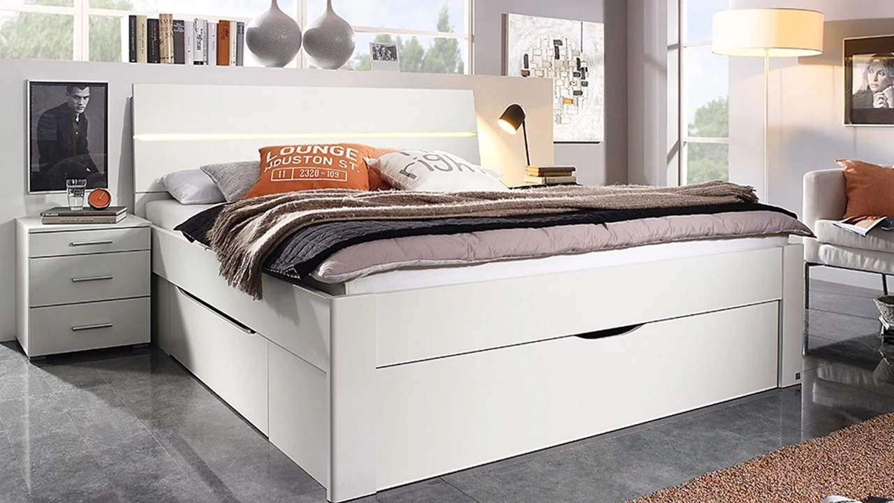 Butiken Bed Eiken Look – Met LED-Verlichting en 3 Opbergladen – Landelijk Design 3 Butiken Bed Eiken Look – Met LED-Verlichting en 3 Opbergladen – Landelijk Design