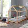 Bed Cabane Grenenhout β Montessori Vloerbed Huisje met Dakframe 2 Bed Cabane Grenenhout β Montessori Vloerbed Huisje met Dakframe -Beter Bed Winkel Bed Cabane beige