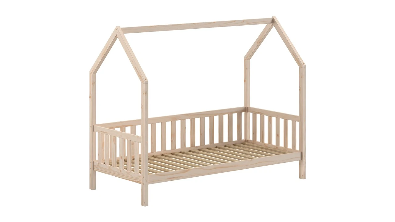 Vipack Cabane Huisbed Naturel Grenen – Kinderbed met Hekje en Uitvalbeveiliging 4 Vipack Cabane Huisbed Naturel Grenen – Kinderbed met Hekje en Uitvalbeveiliging - Afbeelding 2