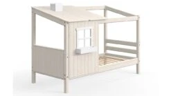 FLEXA Classic Eenpersoonsbed met Half Dak - Wit Massief Grenen Kinderhuisbed