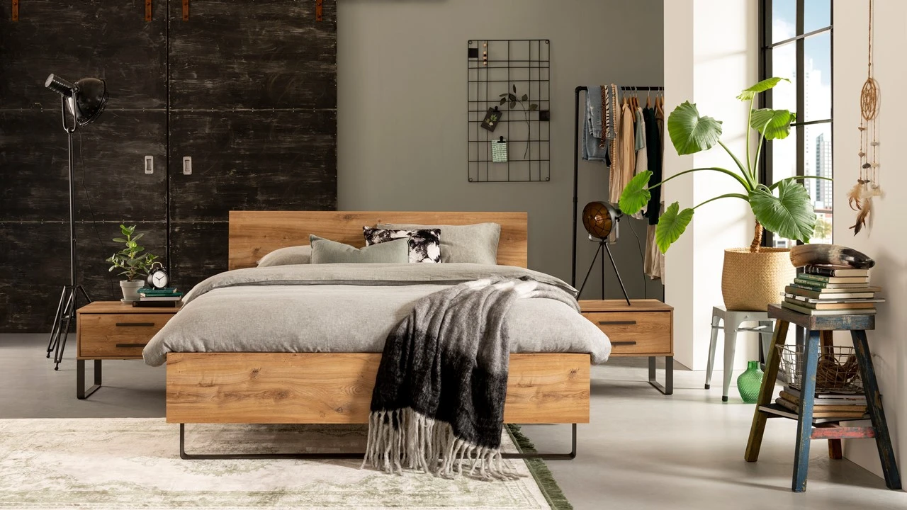 Nachtkast Craft - Industrieel Design met 2 Laden en Metalen Handgrepen 6 Nachtkast Craft - Industrieel Design met 2 Laden en Metalen Handgrepen - Afbeelding 4