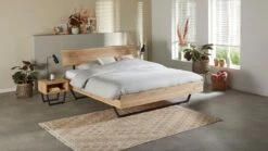 Bed Elessar Raw Blank Eiken met Zwart Staal – Robuust Industrieel Bedframe