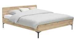 Bed Elessar Rondo – Massief Eikenhout – Naturel met Zwarte Stalen Poten -Beter Bed Winkel Bed Elessar Rondo eiken 2