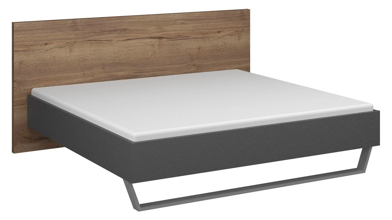 Bed Halifax β Industrieel Bedframe in Eiken Houtlook met Grijs Metallic Sleeppoot 4 Bed Halifax β Industrieel Bedframe in Eiken Houtlook met Grijs Metallic Sleeppoot - Afbeelding 2