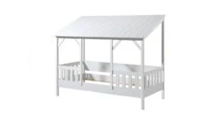 Vipack HuisBed Wit met Heel Dak en Vensterbanken - Massief Grenen Kinderbed -Beter Bed Winkel Bed HuisBed inclusief 3 dakpanelen wit 1