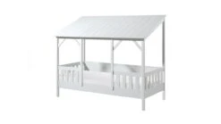 Vipack HuisBed Wit met Heel Dak en Vensterbanken - Massief Grenen Kinderbed -Beter Bed Winkel Bed HuisBed inclusief 3 dakpanelen wit