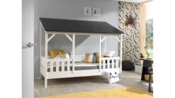 Vipack Bed HuisBed Wit met Vensterbanken en Heel Dak – 90x200 Kinderbed