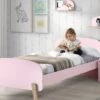 Vipack Kiddy Roze 2-delige Set - Kinderbed en Nachtkast met Ronde Hoeken