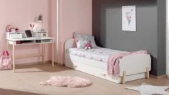 Vipack Kiddy 3-delige Kinderkamer Set - Bed met Slaaplade en Bureau - Modern Wit & Grenen
