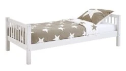 Flexworld Bed Kris Wit – Massief Grenenhout Eenpersoonsbed met Spijlen