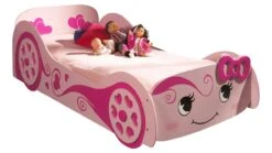 Bed Love Roze Hartjes Autobed – Meisjes Kinderbed met Verhoogde Zijkanten 90x200 -Beter Bed Winkel Bed Love roze 2