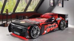 Bed MRX Raceauto Rood – Formule 1 Kinderbed met Spoiler en Lattenbodem