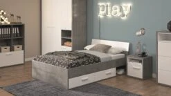 B Bright Opbergbed Mipiace Wit met Betonlook โ Industrieel Design met Laden