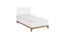 Bed Nevada – Scandinavisch Wit met Hout – Modern Design Bedframe met Ronde Hoeken -Beter Bed Winkel Bed Nevada wit eiken 1