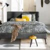 Bed Novelle - Modern Ecoleer Bedframe met Zwarte Metalen Poten 1 Bed Novelle - Modern Ecoleer Bedframe met Zwarte Metalen Poten -Beter Bed Winkel Bed Novelle antraciet