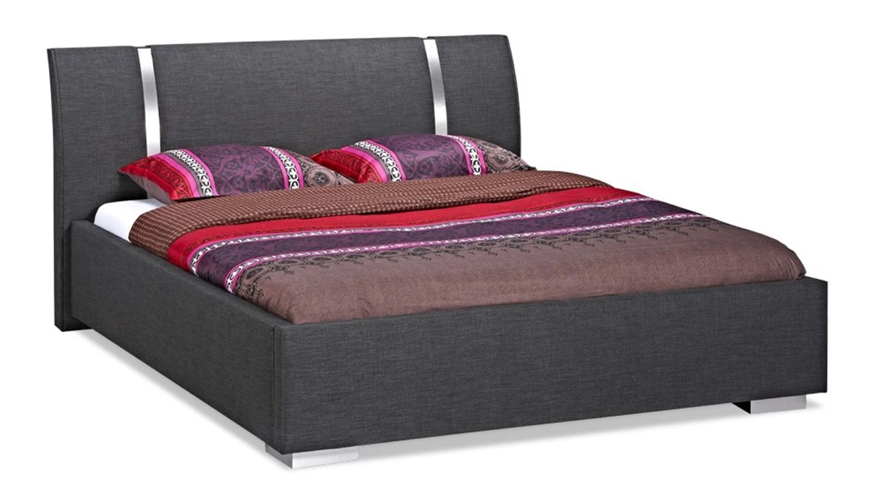 Bed Pato Donkergrijs β Luxe Stoffen Bedframe met RVS Details & Hoteluitstraling 4 Bed Pato Donkergrijs β Luxe Stoffen Bedframe met RVS Details & Hoteluitstraling - Afbeelding 2