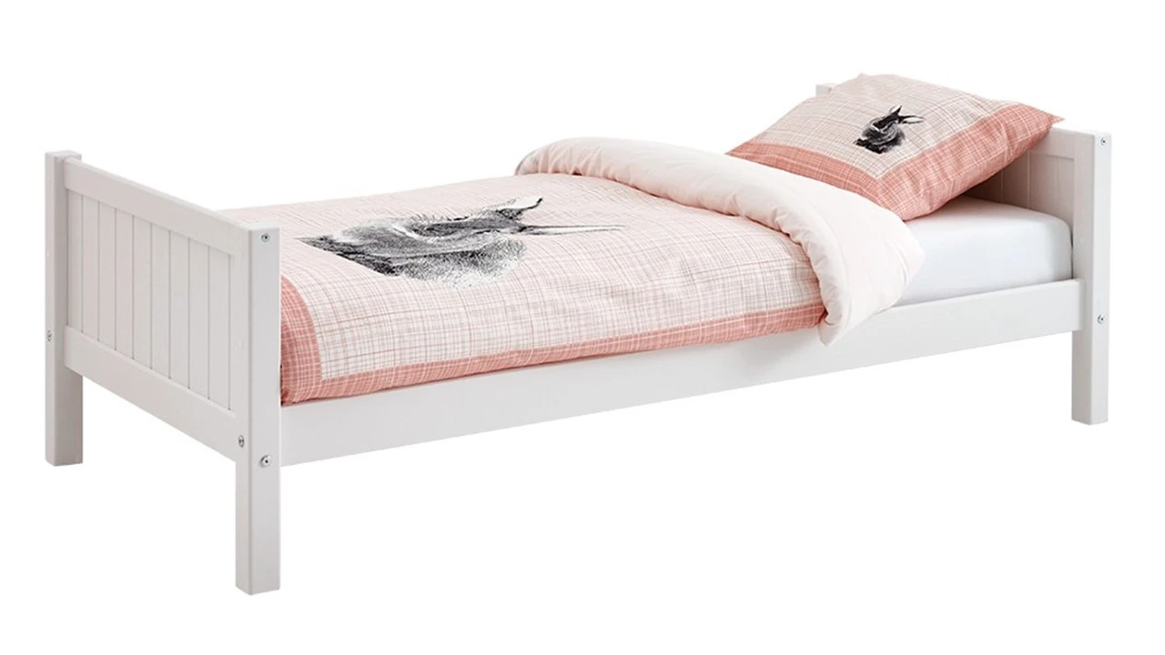 Flexworld Bed Puck Wit – Massief Grenenhout Kinderbed met Verticale Groeven 3 Flexworld Bed Puck Wit – Massief Grenenhout Kinderbed met Verticale Groeven