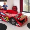 Red Race Car Toddler Bed – Junior MDF Car Bed with Front Storage Trunk (70x140 cm) -Beter Bed Winkel Bed Race car rood
