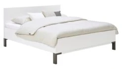 Bed Ragnar Hout - Industrieel Bed met Houten Hoofdbord en Raw Steel Poten -Beter Bed Winkel Bed Ragnar met hoofbord hout wit 2