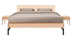 Karlsson Bed Sky - Massief Houten Bedframe met Metalen Poten & Zwevend Hoofdbord -Beter Bed Winkel Bed Sky beuken met hoofdbord hout en poot metaal beuken 2