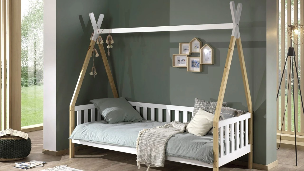 Vipack Bed Tipi Verhoogd – Massief Grenen Kinderbed met Huisjes-Design 4 Vipack Bed Tipi Verhoogd – Massief Grenen Kinderbed met Huisjes-Design - Afbeelding 2