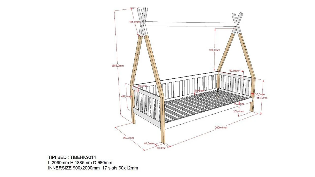 Vipack Bed Tipi Verhoogd – Massief Grenen Kinderbed met Huisjes-Design 7 Vipack Bed Tipi Verhoogd – Massief Grenen Kinderbed met Huisjes-Design - Afbeelding 5