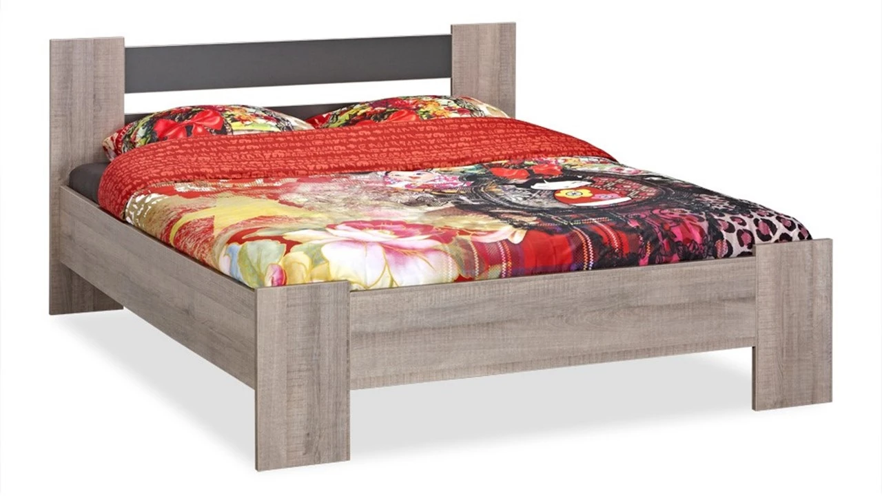 Bed Young - Eikenlook Bedframe met Hoog Hoofdbord - Natuurlijk & Chic 3 Bed Young - Eikenlook Bedframe met Hoog Hoofdbord - Natuurlijk & Chic