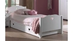 Vipack Bed Amori Wit met Slaaplade – Kinderbed met Hartjes Decoratie