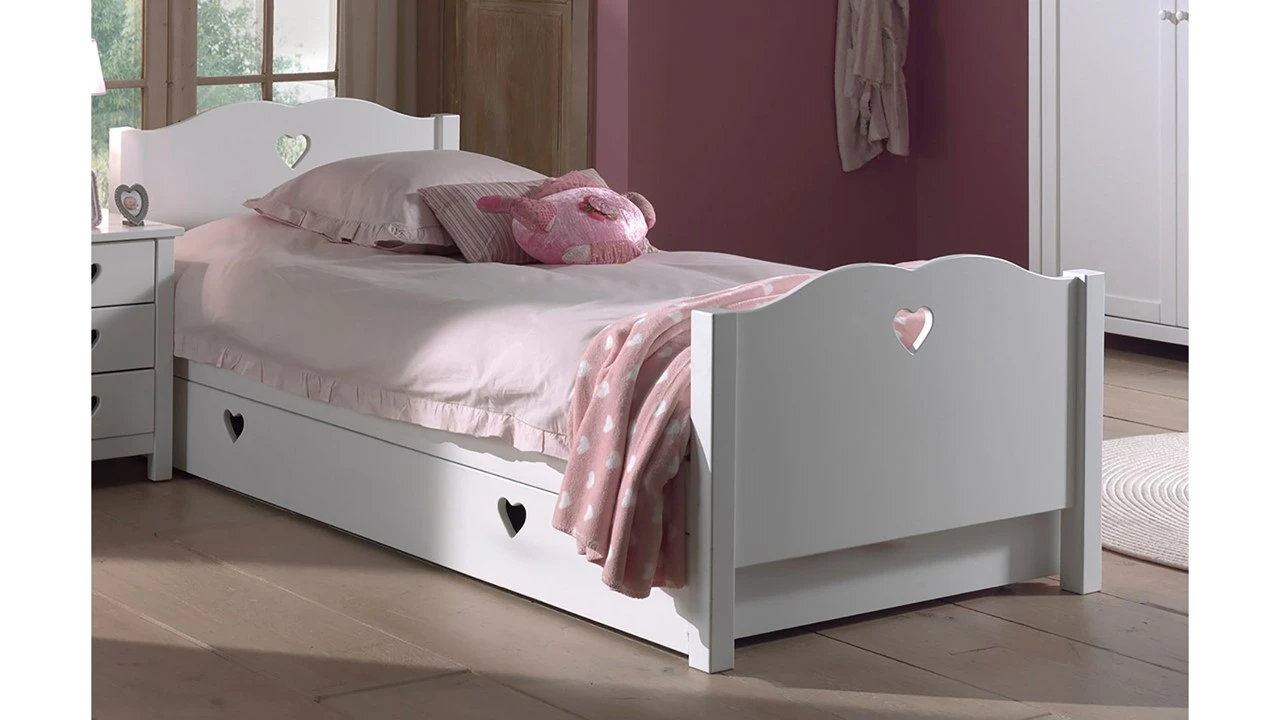 Vipack Bed Amori Wit met Slaaplade – Kinderbed met Hartjes Decoratie 3 Vipack Bed Amori Wit met Slaaplade – Kinderbed met Hartjes Decoratie