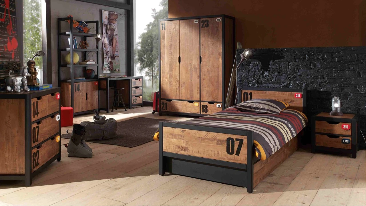 Vipack Bed Daan met Slaaplade - Naturel Hout en Zwart - Industrieel Tienerbed 3 Vipack Bed Daan met Slaaplade - Naturel Hout en Zwart - Industrieel Tienerbed