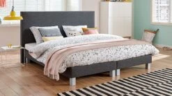 Boxspring Leeds Vlak - Complete Set met Bridge Matras & Hoofdbord