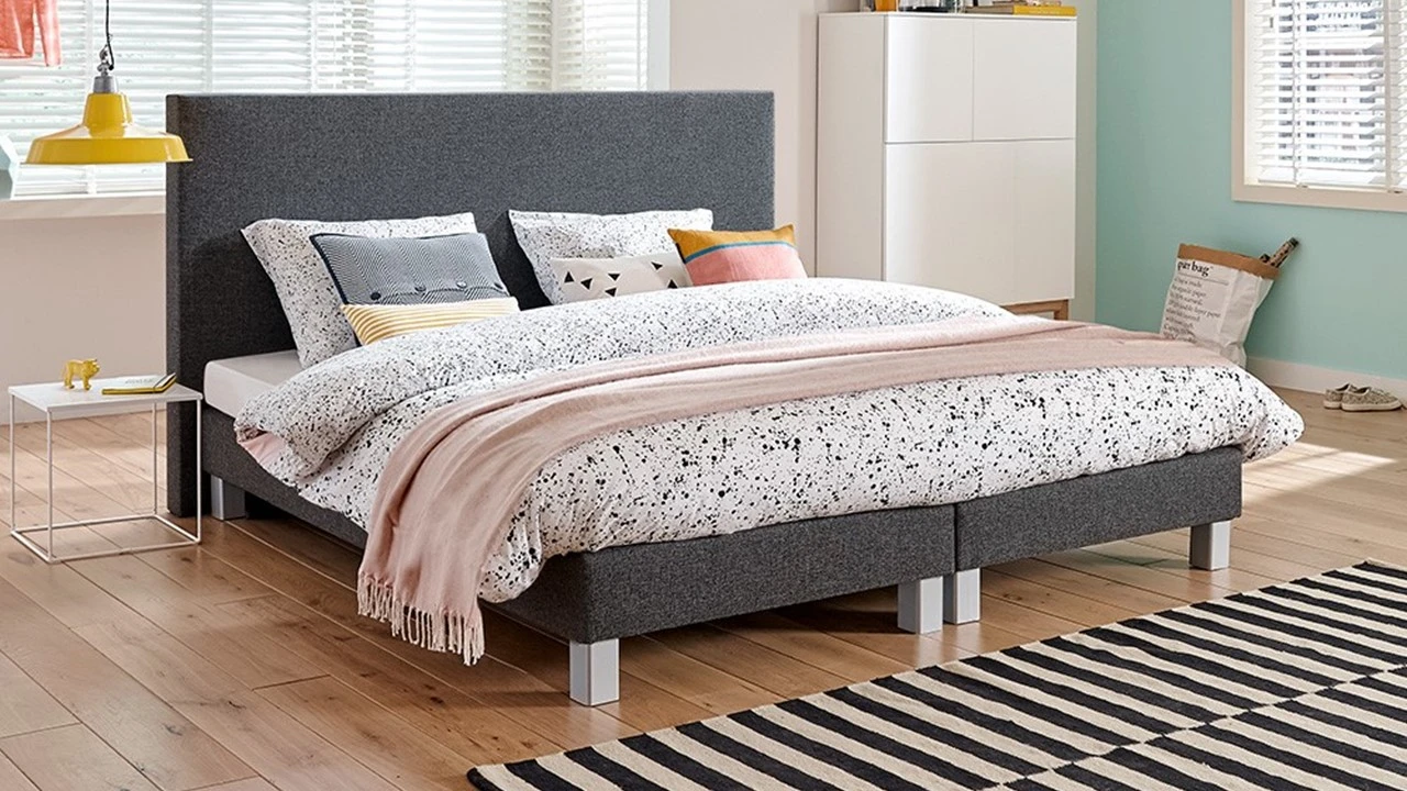 Boxspring Leeds Vlak - Complete Set met Bridge Matras & Hoofdbord 3 Boxspring Leeds Vlak - Complete Set met Bridge Matras & Hoofdbord