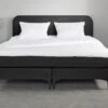 Manchester Complete Boxspring Set - Inclusief Bonell Matras, Topper & Verstelbaar Hoofdbord -Beter Bed Winkel Box Manchester met gestoffeerd matras zwart