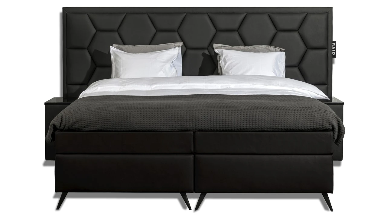 BALR Superior Vlak Boxspring - Luxe Antraciet met Hexagon Hoofdbord en Gestoffeerd Matras 10 BALR Superior Vlak Boxspring - Luxe Antraciet met Hexagon Hoofdbord en Gestoffeerd Matras - Afbeelding 8