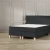 Emma Deluxe Classic Boxspring Antraciet – Vlakke Set met Gestoffeerd Matras en Naturel Houten Poten