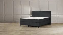 Emma Deluxe Classic Vlakke Boxspring – Gestoffeerd Pocketvering Matras & Zwarte Poten