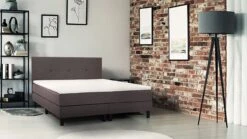 Invito Luxe Gestoffeerd Vlak – Compleet 2-Persoons Boxspring met Pocketveermatras & Topper -Beter Bed Winkel Boxspring Invito vlak met gestoffeerd matras donkergrijs 1