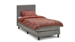 Boxspring Invito Antraciet Gestoffeerd - Complete 1-Persoons Set met Matras en Topper - Vlakke Boxspring