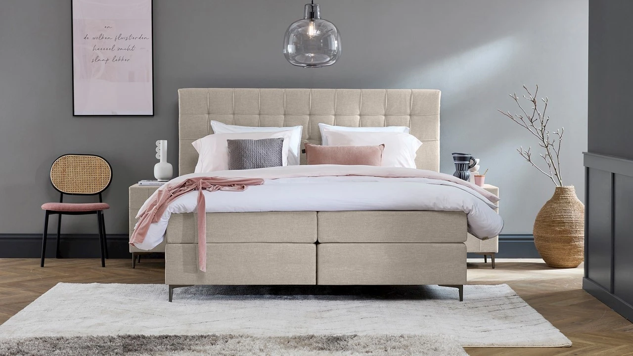 B Bright Boxspring Jade Vlak – Klassiek Elegant Design in Hopper Stof met HR Topmatras 3 B Bright Boxspring Jade Vlak – Klassiek Elegant Design in Hopper Stof met HR Topmatras - Afbeelding 2