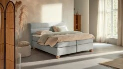 Karlsson Boxspring Solid Lina - Zandbeige Melange Vlakke Boxspring met Gestoffeerd Matras